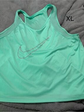 Nike Mint Green Racerback Athletic Tank with Silver Swoosh